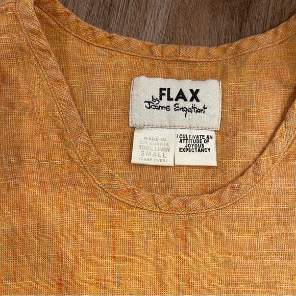 FLAX Linen Shirt Top Pants Twin Set Women’s Small Orange Lagenlook Boho Coastal - Picture 4 of 12